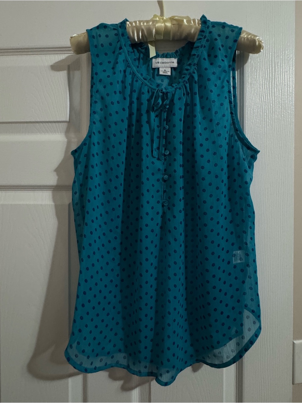 Liz Claiborne Teal Sleeveless Polka Dot Camisole